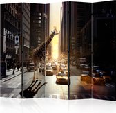 Kamerscherm - Scheidingswand - Vouwscherm - Giraffe in the Big City II [Room Dividers] 225x172 - Artgeist Vouwscherm