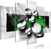 Schilderijen Op Canvas - Schilderij - Shiny Stones (5 Parts) Wide Green 100x50 - Artgeist Schilderij