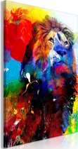 Schilderijen Op Canvas - Schilderij - Lion and Watercolours (1 Part) Vertical 80x120 - Artgeist Schilderij
