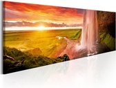 Schilderijen Op Canvas - Schilderij - Seljalandsfoss Waterfall 135x45 - Artgeist Schilderij