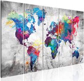 Schilderijen Op Canvas - Schilderij - World Map: Spilt Paint 200x80 - Artgeist Schilderij