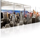 Schilderijen Op Canvas - Schilderij - New York: Grey Tower Blocks 200x80 - Artgeist Schilderij