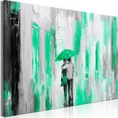 Schilderijen Op Canvas - Schilderij - Umbrella in Love (1 Part) Wide Green 90x60 - Artgeist Schilderij