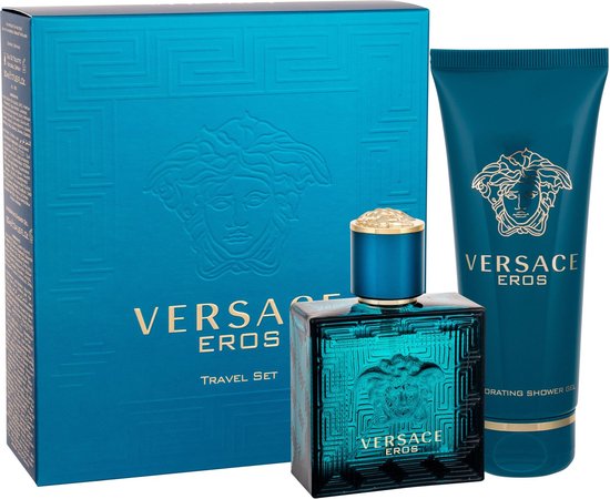 Versace Eros Eau De Toilette Spray + Shower Gel For Men Gift Set