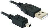 DeLOCK Camera cable USB-B mini 4pin > USB-A 1,5m male-male USB-kabel Mini-USB B USB A Zwart
