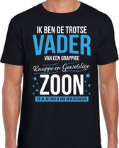 Trotse vader / zoon cadeau t-shirt zwart voor heren M