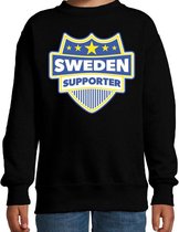Sweden supporter schild sweater zwart voor kinderen - sweden landen sweater / kleding - EK / WK / Olympische spelen outfit 110/116
