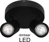 Artdelight - Plafondlamp Vivaro 2L Rond - Zwart - 2x LED 4,9W 2700K - IP20 - Dimbaar > spots | spotjes | spotjes plafondlamp | opbouwspot led | spots verlichting led | plafonniere