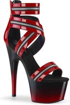 Pleaser Sandaal met enkelband, Paaldans schoenen -37 Shoes- ADORE-766 Paaldans schoenen Zwart/Rood