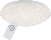 Briloner LeuchtenMOONPlafondlamp met sterrenhemel effect-Dimbaar-RGB-afstandsbediening-Ø26 cm-Wit