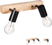 relaxdays wandlamp hout - plafondlamp E27 - metaal - retro muurlamp - plafonnière - zwart 2 Strahler