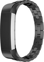 Metaal schakel bandje zwart geschikt voor Fitbit Alta
