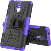 Tire Texture TPU + PC schokbestendig telefoonhoesje voor Nokia 2.1, met houder (paars)