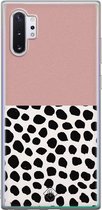 Samsung Note 10 Plus hoesje siliconen - Stippen roze | Samsung Galaxy Note 10 Plus case | Roze | TPU backcover transparant