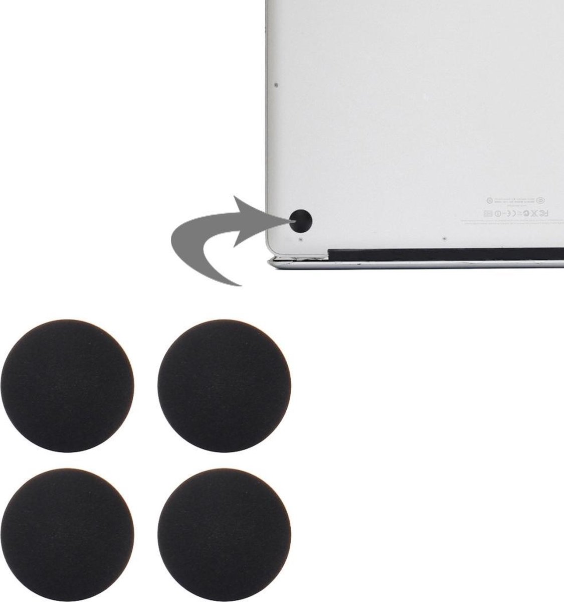 4X Rubberen Pads voor MacBook Pro Retina 13,3 & 15,4 Inch | Zwart / Black | Kussentjes Onderkant
