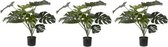 3x Groene Monstera kunstplant 85 cm voor binnen -  kunstplanten/nepplanten