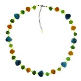 Behave® Kralen ketting groen blauw geel 62 cm