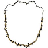 Behave Kralen ketting donker blauw en crème kleur 110 cm