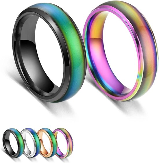 Foto: Jgs premium lichaamswarmte gevoelige ring van roestvrij staal mood ring voor vrienden vriendinnen feesten verjaardagen valentijnsdag en jubilea