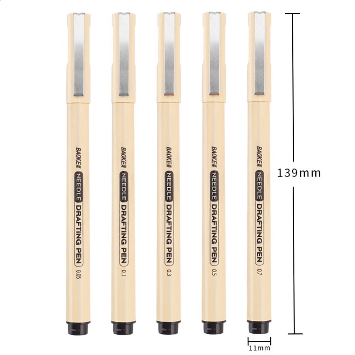 Ainy - Micro Fineliners Vijf watervast - set van 5 zwart fineliner | fine liner kawaii manga / anime tekenen op schetsboek | bullet journal | handlettering | Pigment liner penselen | calligraphy pennen — afbeelding 8