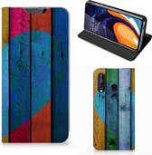 Geschikt voor Samsung Galaxy A60 Book Wallet Case Wood Heart
