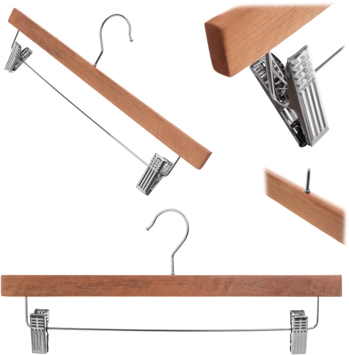 Houten hanger met kledingklemmen Husson 1 st.