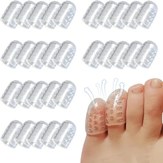 Foto: Teenbeschermer 50stuks teenbeschermers siliconen kleine teen soft gel teenspreider siliconen kleine teen teencorrector teenkappen vingers voor meerdere tenen