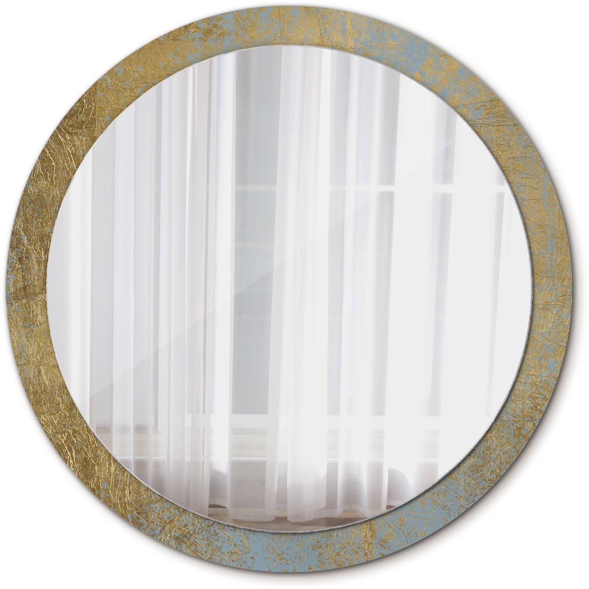 Tulup Spiegel - Ronde Spiegel - Spiegel op gehard Glas - Loftpatroon - Diameter: 100 cm - Spiegel met decoratief motief - Scandinavisch Design - Gele - Inloopkastspiegel – Badkamerspiegel - Toiletspiegel - Make-up Spiegel - Ophangsysteem