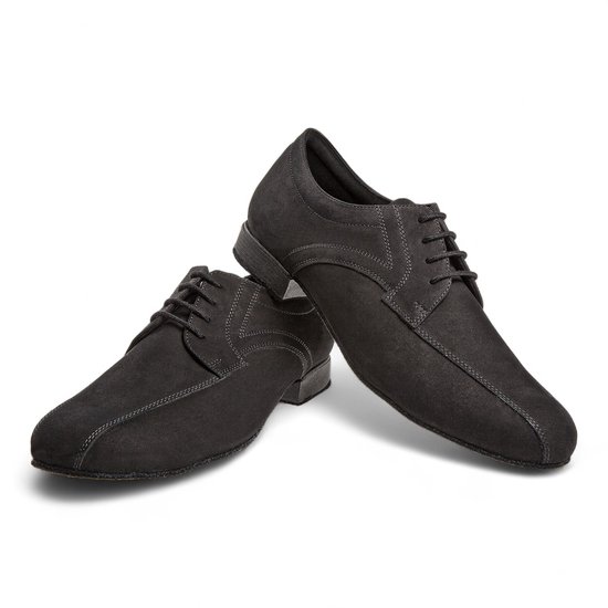 Diamant 094 - 025 - 448 - Chaussure de danse homme - Nubuck Zwart - Pointure large H - kussen amortisseur au talon - Confort Extra en dansant - Semelle souple en daim noir - Danse de salon, Tango - Diamant - Zwart - 41