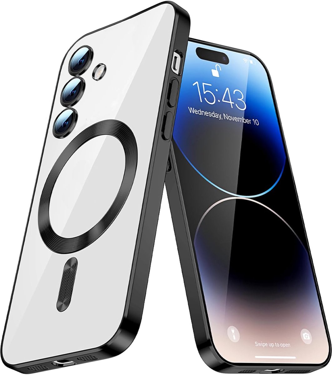 Telefoonhoesje Geschikt voor Samsung Galaxy A56 – Siliconen Hoes met Chroom – Compatibel met MagSafe – Geïntegreerde Camerabescherming – Zwart – FuturiQ
