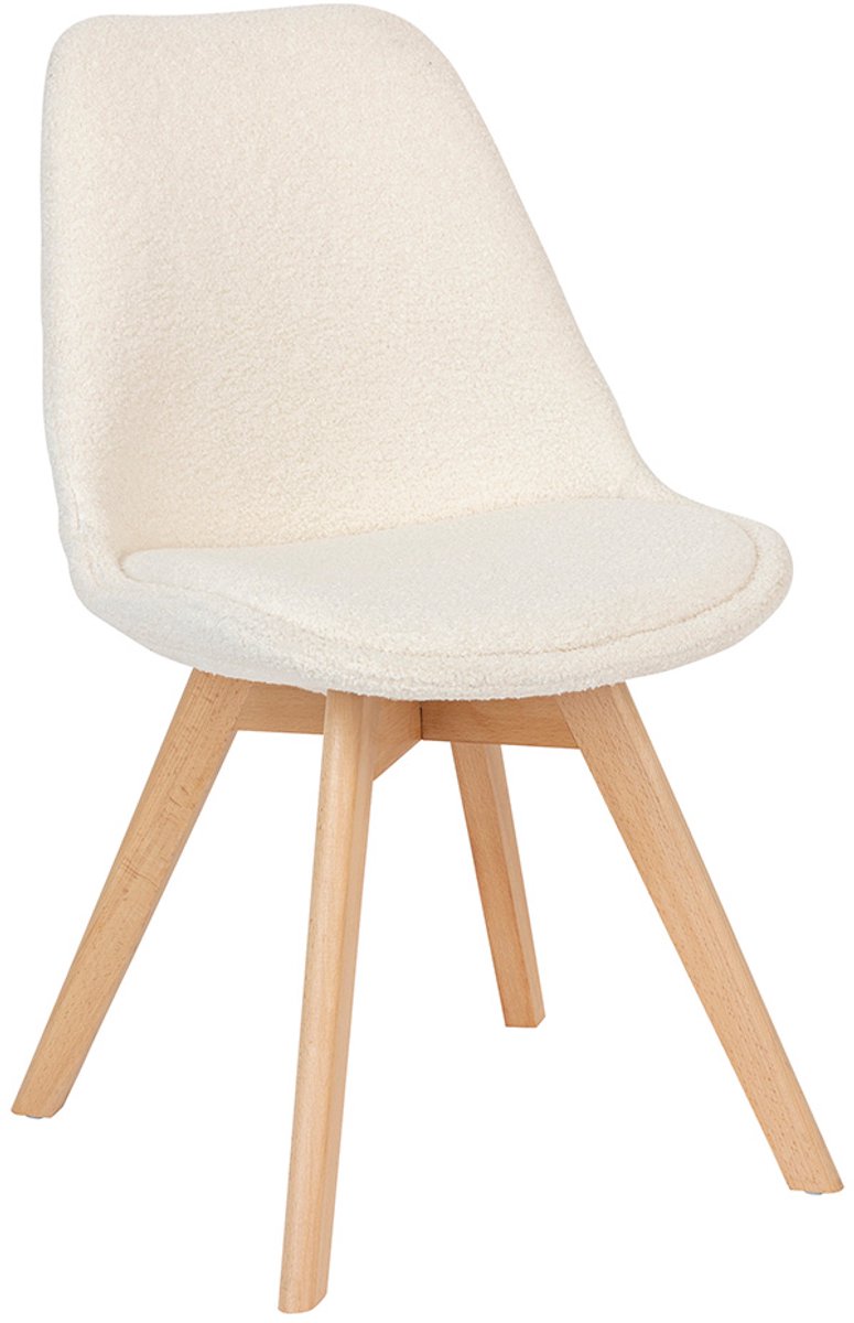 Bouclé Eetkamerstoel Berenice Wit