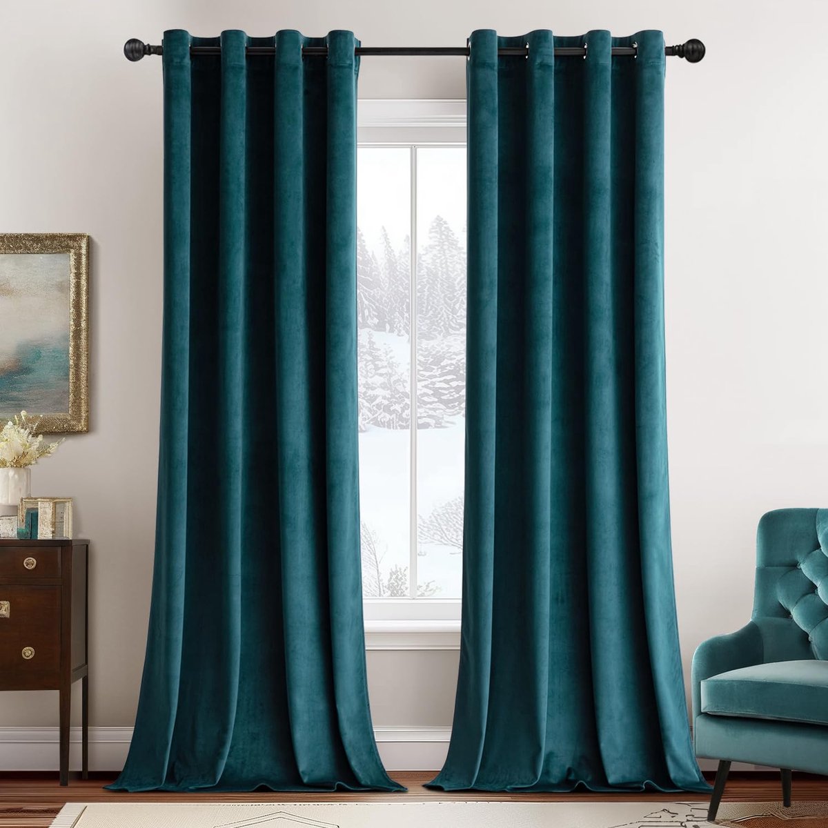 Fluwelen gordijnen - blauw - voor woonkamer - 140 x 225 cm