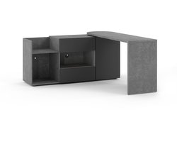 Temahome - Tango bureau draaibaar - Multifunctioneel - L=160 cm - Betonlook/zwart
