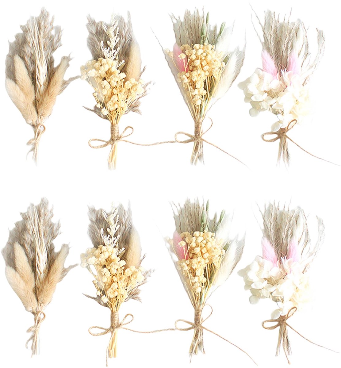 Ibenzoa® Decoratief Droogbloemenboeket voor DIY, Feest- en Bruiloftsdecoratie, 8 Bundels
