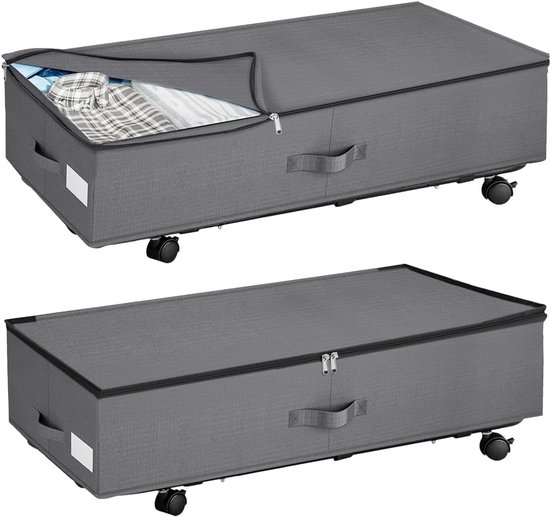 Kleding Opbergen Leenbakker Kledingopberger Onder Het Bed - Opvouwbaar Smeedijzeren Rek Met Wielen, 62.6x42.3x15.8 Cm, Voor Opbergen Kleding En Schoenen Opbergbox Onder Bed