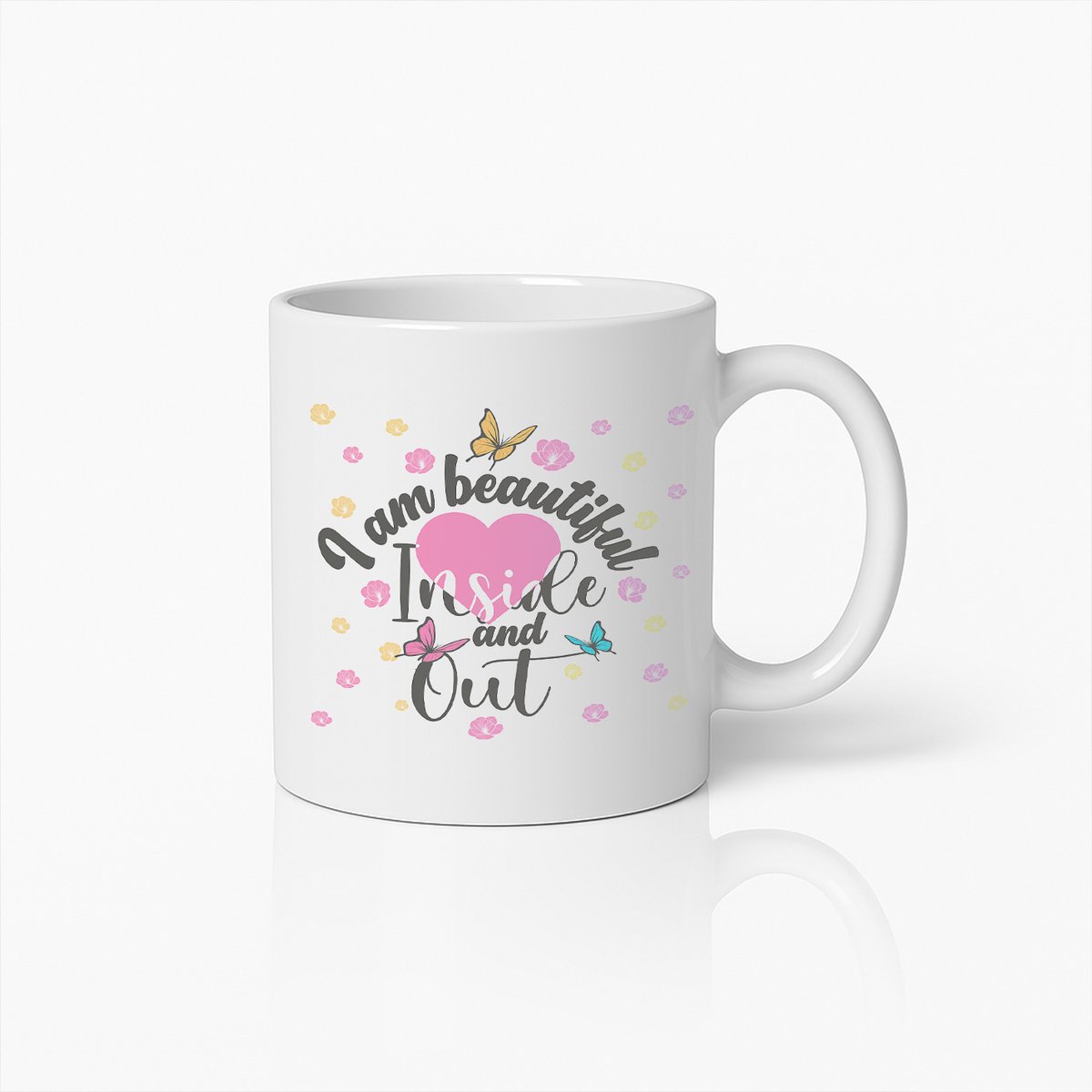 Inspirerende Mok "Ik Ben Mooi Van Binnen en Buiten" – Motiverende Koffiebeker Cadeau