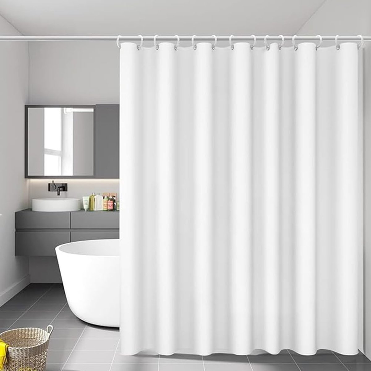 Douchegordijn met verzwaarde zoom - schimmelbestendig - 1 stuk - 180x200 cm - polyester