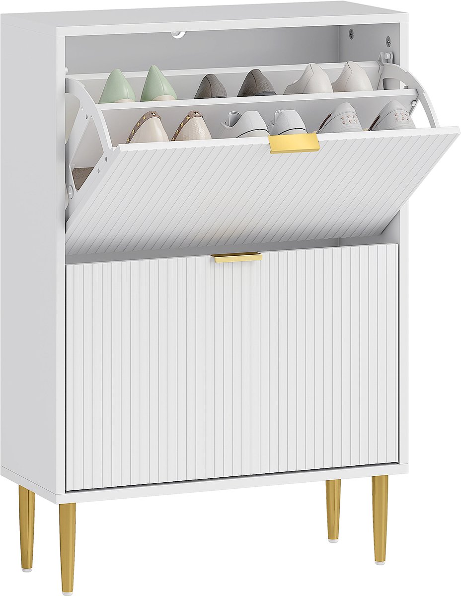 HOMCOM-Klapbare schoenenkast-60x24x91.5cm-MDF-Wit