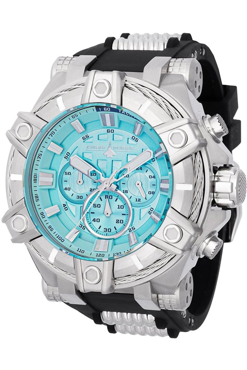 Chase Durer Chase Durer CDW-0134 Heren Horloge - Waterdicht - Analoog - Quartz Uurwerk - Roestvrij Staal met blauwe Wijzerplaat - 52mm