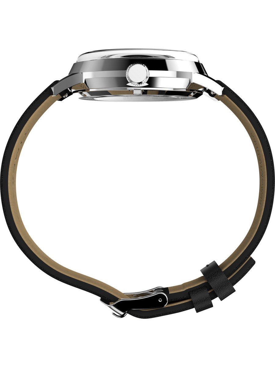 Timex Marlinâ® Automatic X Peanuts Saxophonist Automatic Wind Zwart Case: 100% Stainless Steel | Armband: 100% Leather 40 TW2W688000Q