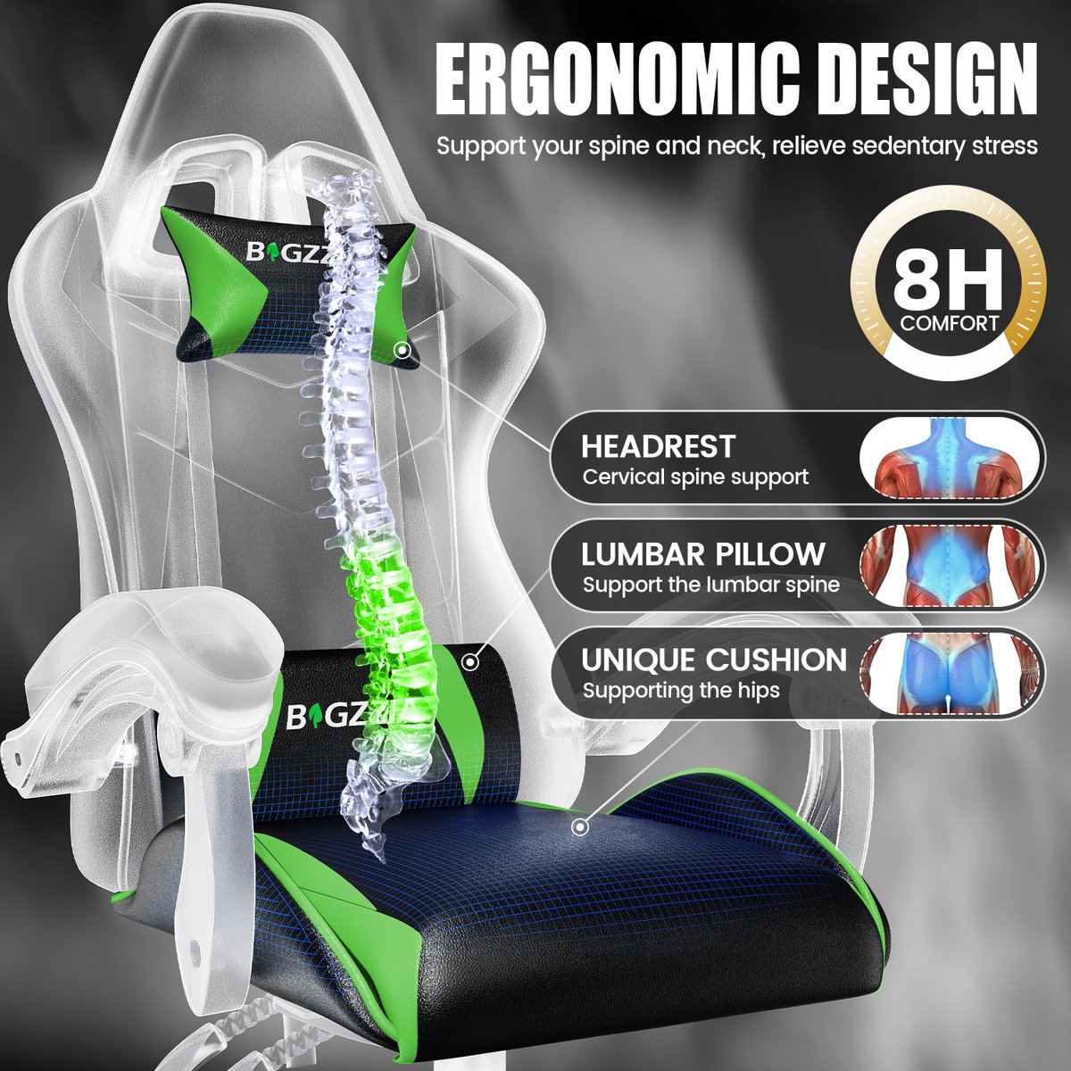 Bigzzia Gamingstoel - Ergonomische - afbeelding 3