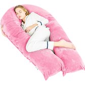 Avalo Zwangerschapskussen XXL 280 cm - U-Vorm Voedingskussen & Zijslaapkussen - Body Pillow - Lichaamskussen - Roze