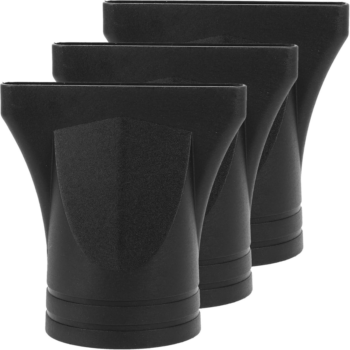 Salon föhn mondstuk - 3 stuks - Breed Mondstuk - Vervanging - Smalle concentraator - Plat haardrogen - Universeel - Mondstuk - Zwart - Haarstylingaccessoire
