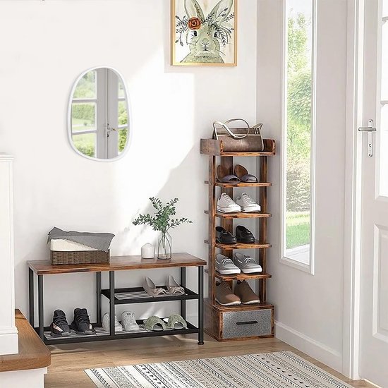 Lzuso Grote asymmetrische wandspiegel, onregelmatig houten frame, modern, uniek, aan de muur gemonteerd, artistiek, golvend spiegeldecor, badkamer, ijdelheid, slaapkamer, woonkamer, entree, hal, retro