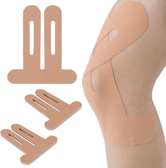 20 stuks kinesiologietape voor knieën, ademende sporttape, kinetische tape, waterdichte kinesiologietape, kniepleisters voor pijnverlichting, sporttape ter ondersteuning van kniepezen, hypoallergene latexvrije voetbaltape in beige