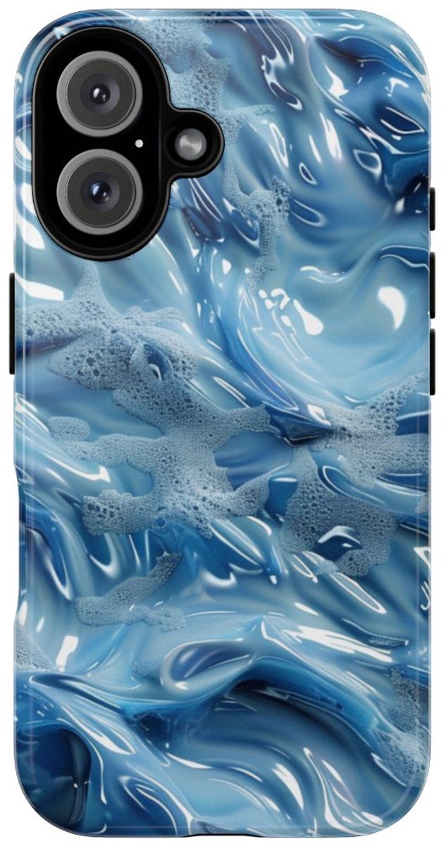 Blauw Abstract Golvend Patroon – Telefoonhoesje Geschikt voor iPhone 16