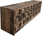 Deco4yourhome® - Meuble à Tiroirs en Pierre - Buffet TV - 27 tiroirs - Meuble TV - Teak - Bois de Chemin de Fer
