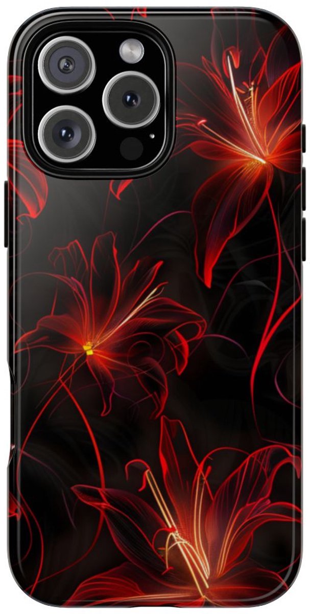 Rood Neon Spinleliepatroon – Telefoonhoesje Geschikt voor iPhone 16 Pro Max