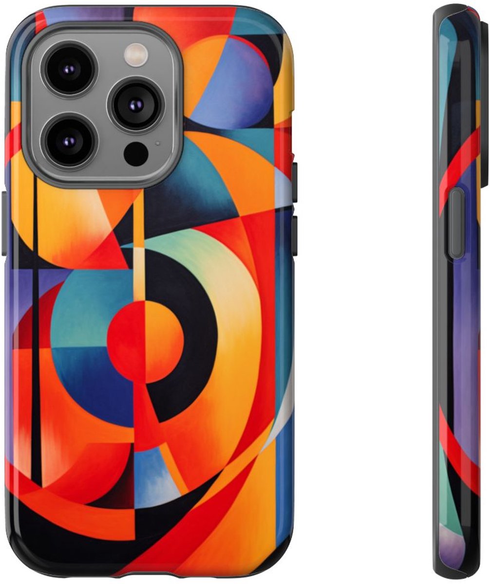 Vrolijke Geometrische Abstracte Kunst – Telefoonhoesje Geschikt voor iPhone 14 Pro