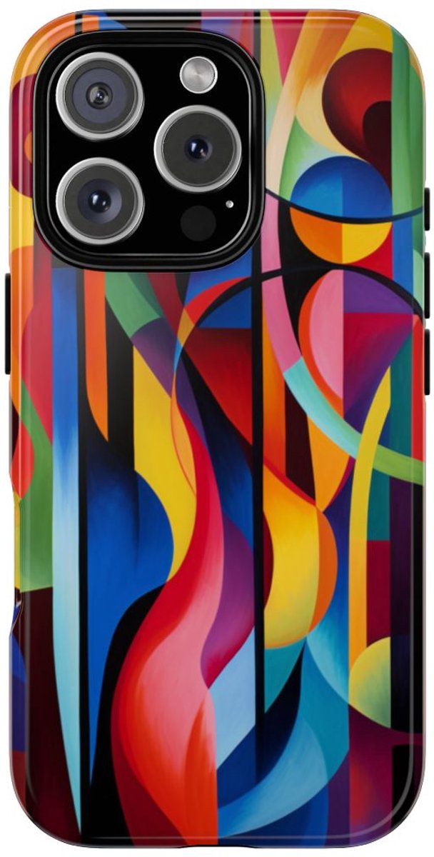 Kleurrijk Abstract Geometrisch Ontwerp – Telefoonhoesje Geschikt voor iPhone 16 Pro